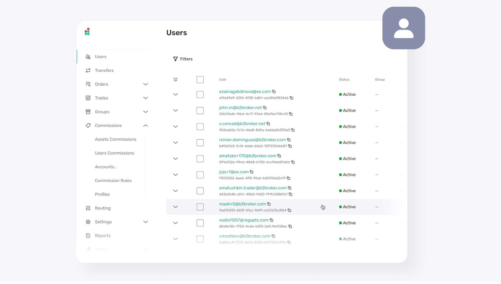 Detailed user data in one place